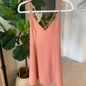 Coral cross strap mini dress